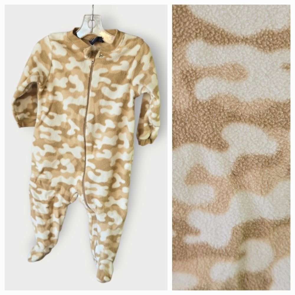 Faded Glory Baby Boy Giraffe Fleece Sleeper Zip Sleep & Play 6–9M Desert Camo
